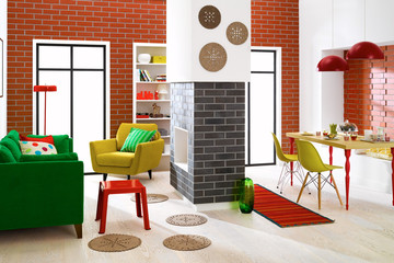 Salon: Klinkier z folkowym akcentem